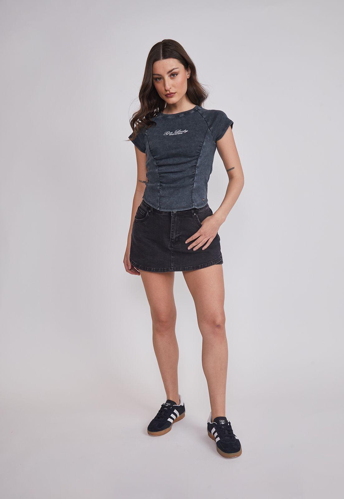 Polera Mujer Lavada Costura Gris Sioux-4
