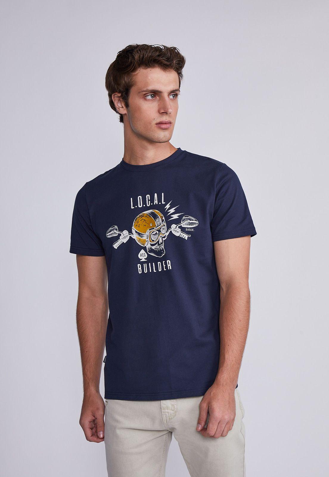 Polera Hombre Azul Calavera Sioux-0