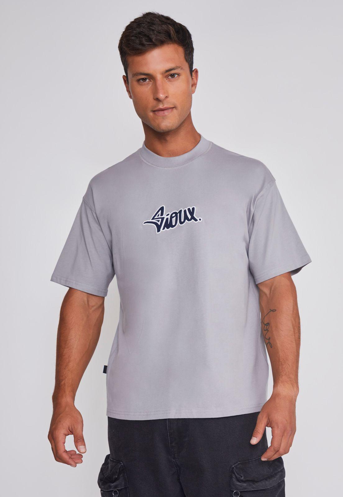 Polera Hombre Bordado Gris Sioux-0