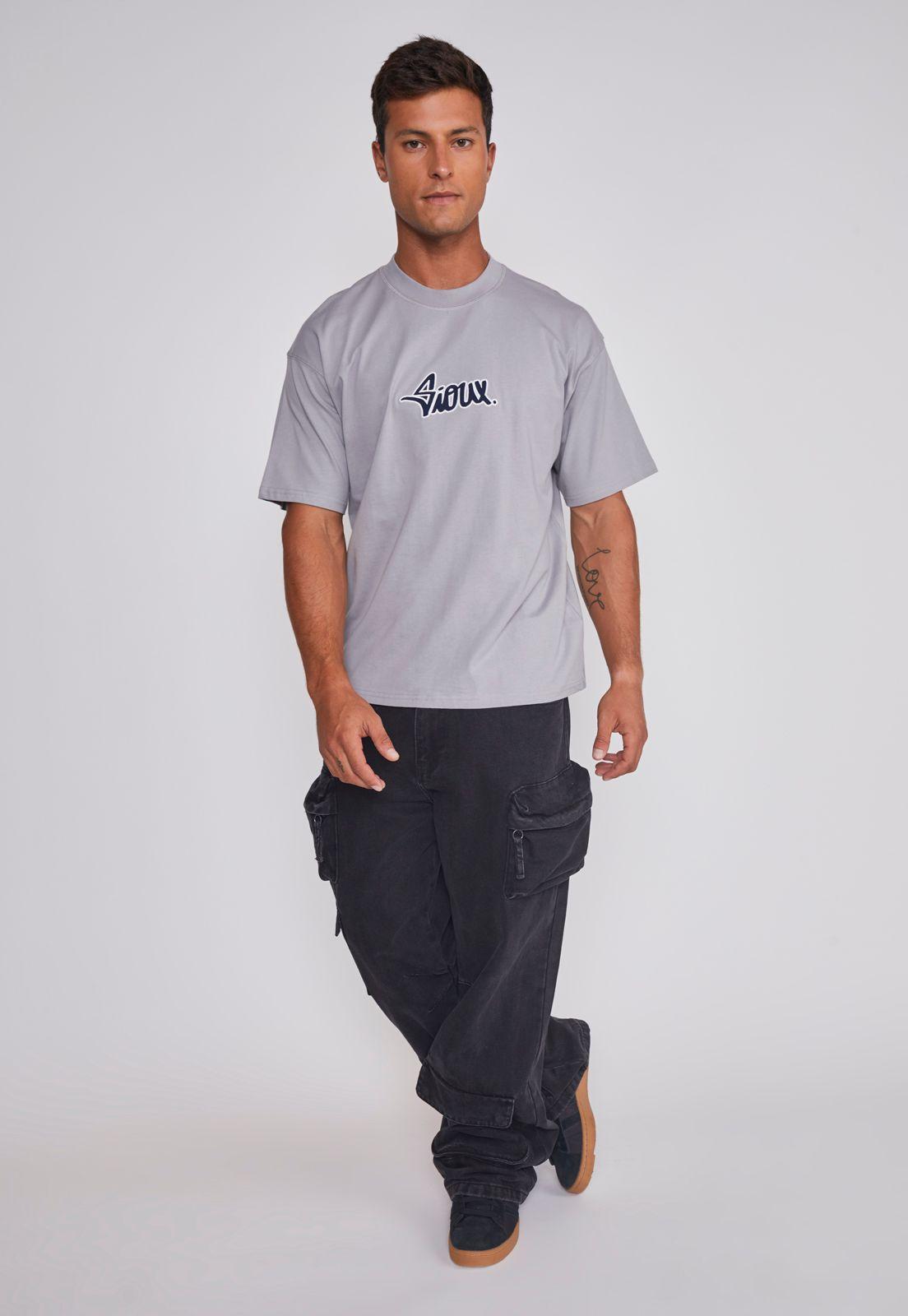 Polera Hombre Bordado Gris Sioux-2