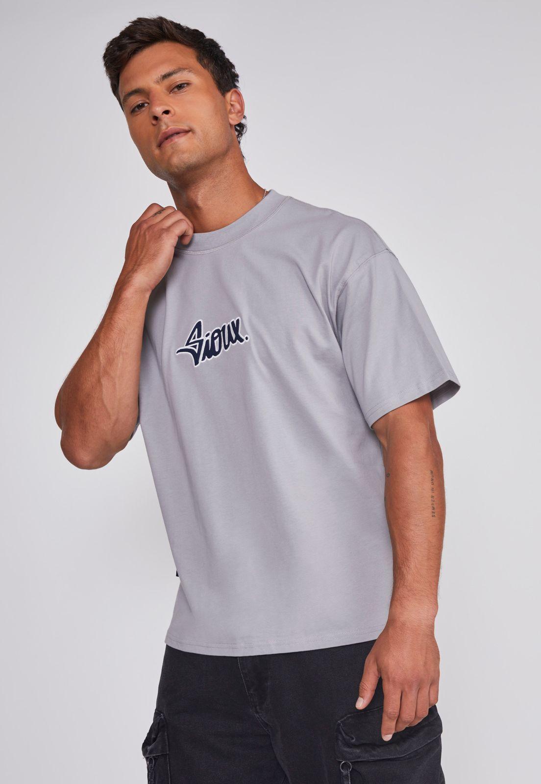 Polera Hombre Bordado Gris Sioux-4