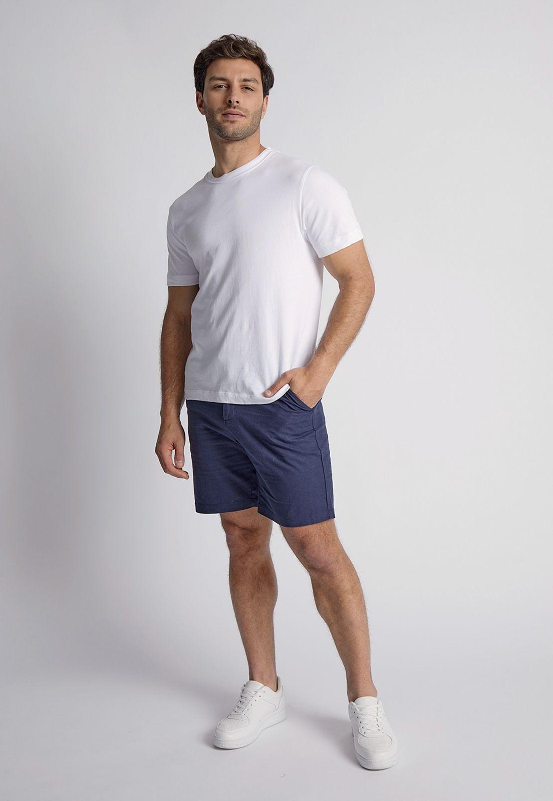 Bermuda Hombre Lino Con Lazo Azul Sioux-3