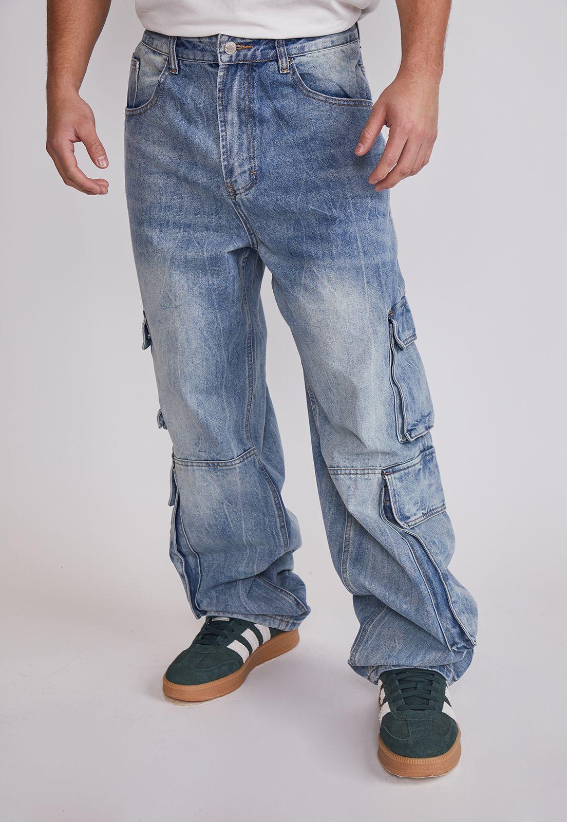Jeans Hombre Multicargo Proceso Celeste Sioux-0