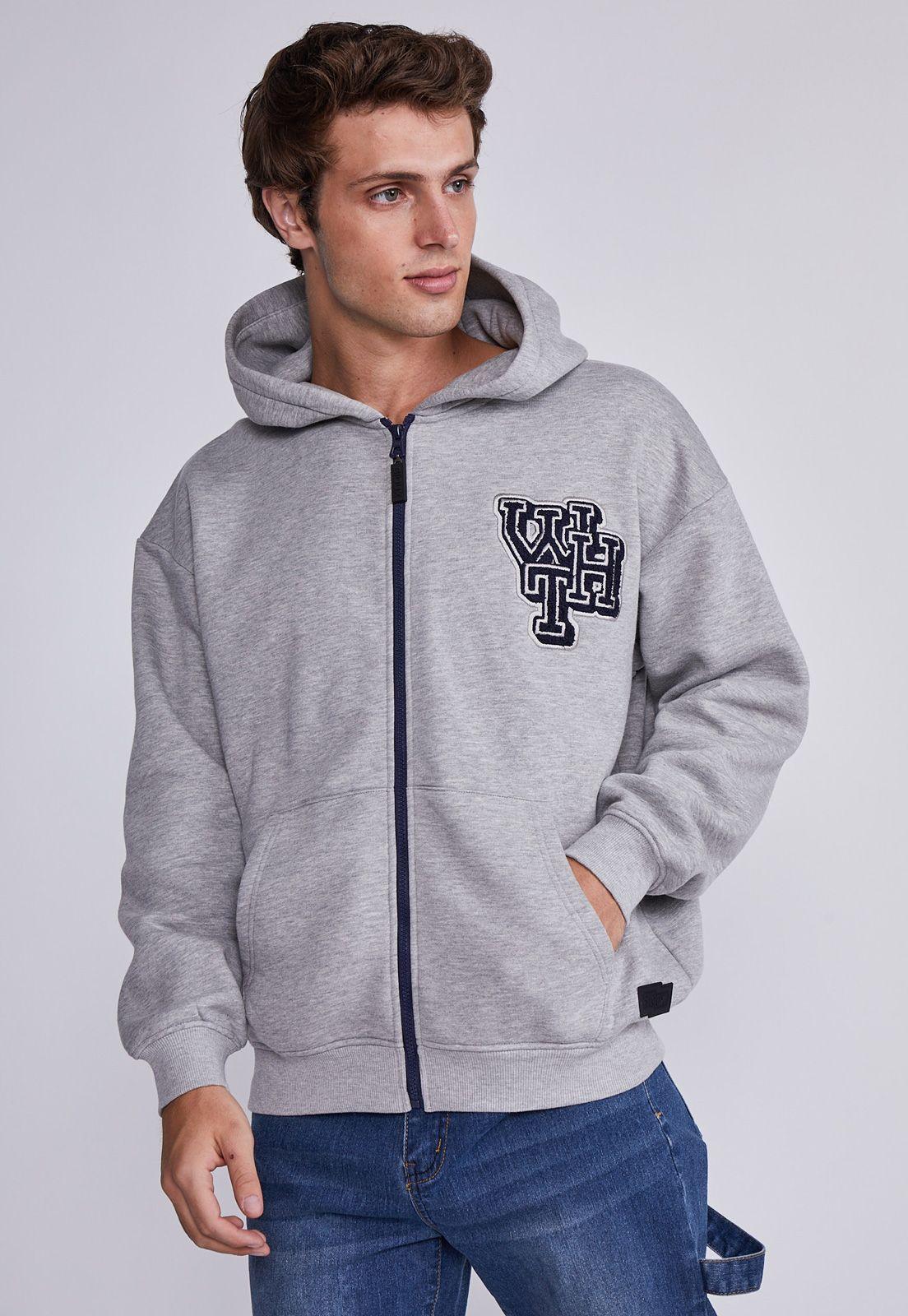 Polerón Hombre Gris Tipo College Con Gorro Sioux-0