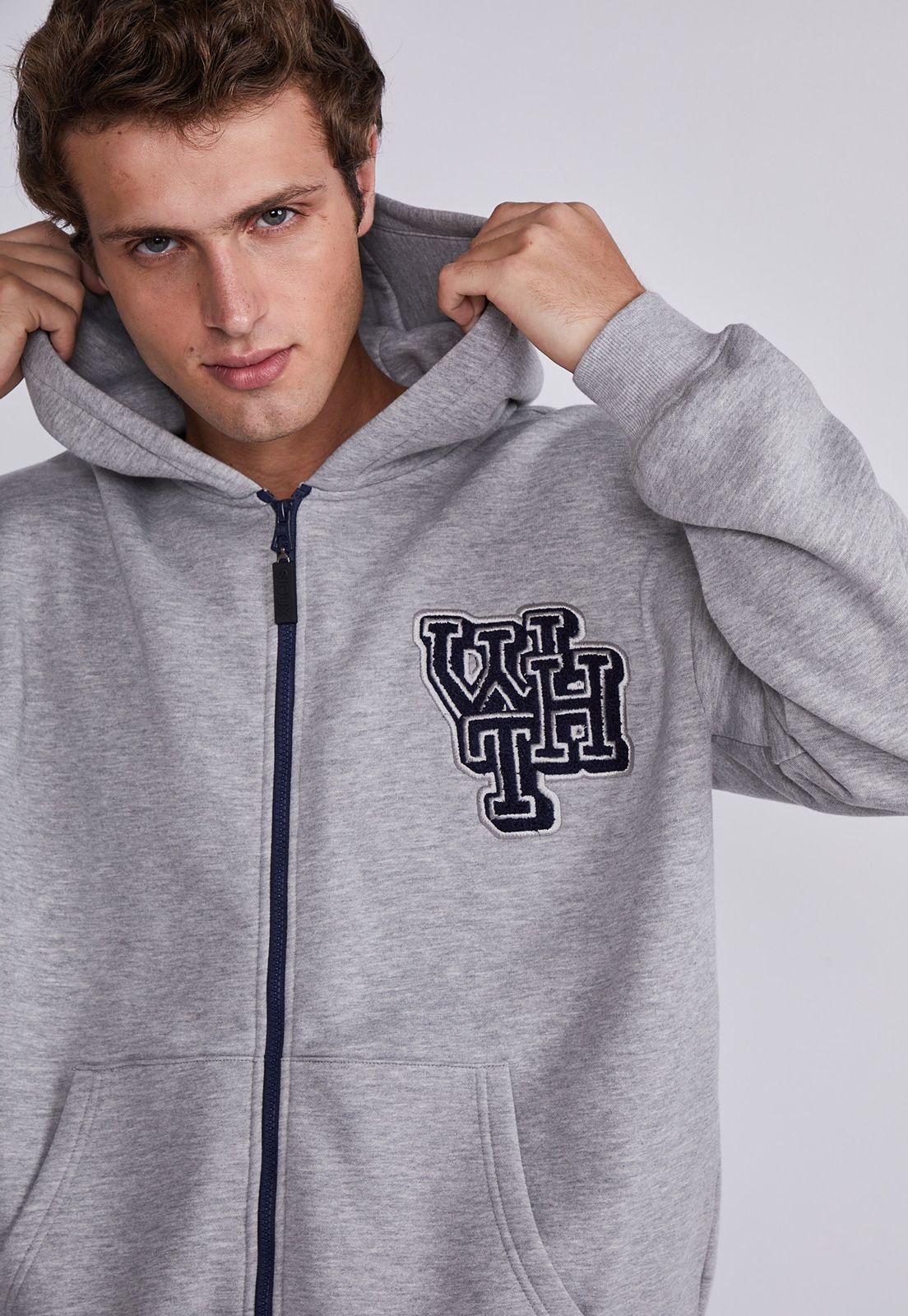 Polerón Hombre Gris Tipo College Con Gorro Sioux-1