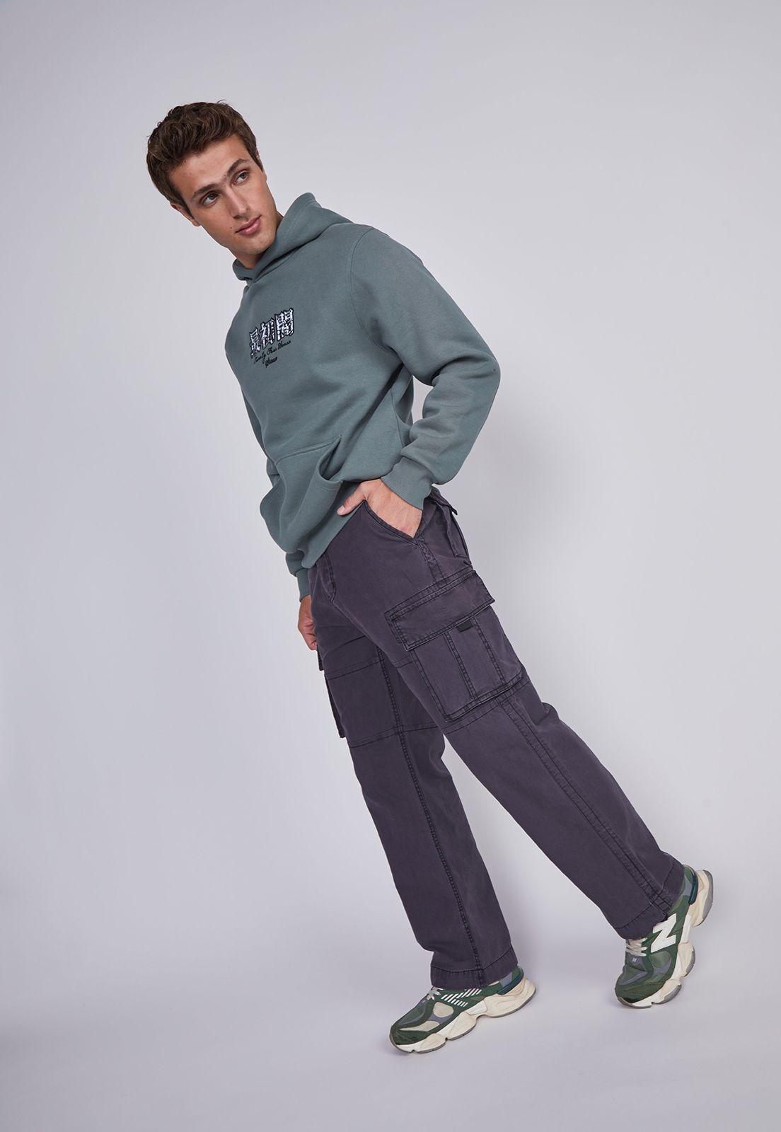 Pantalon Hombre Cargo Ajustable Gris Sioux-2