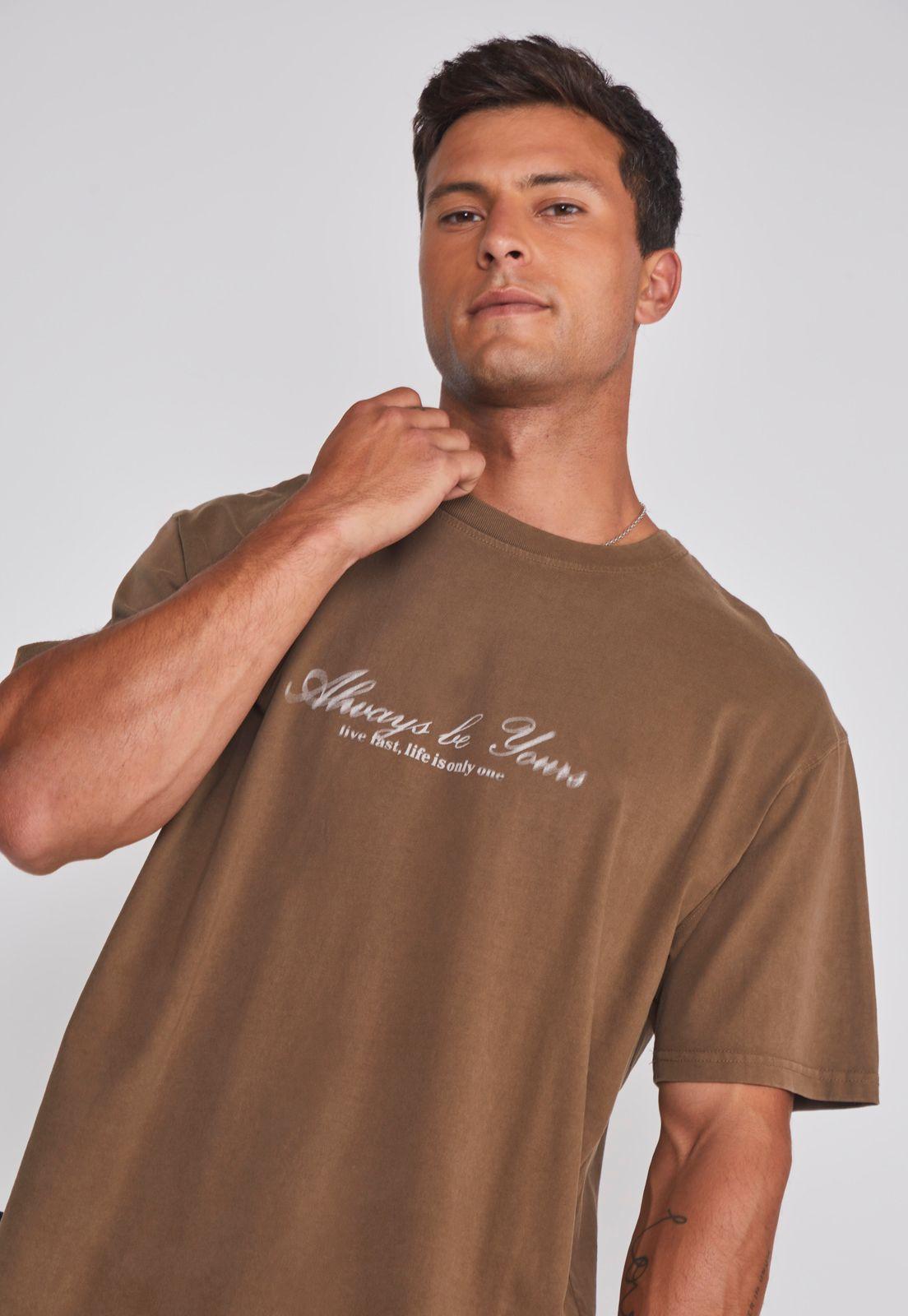 Polera Hombre Lavada Proceso Café Sioux-3