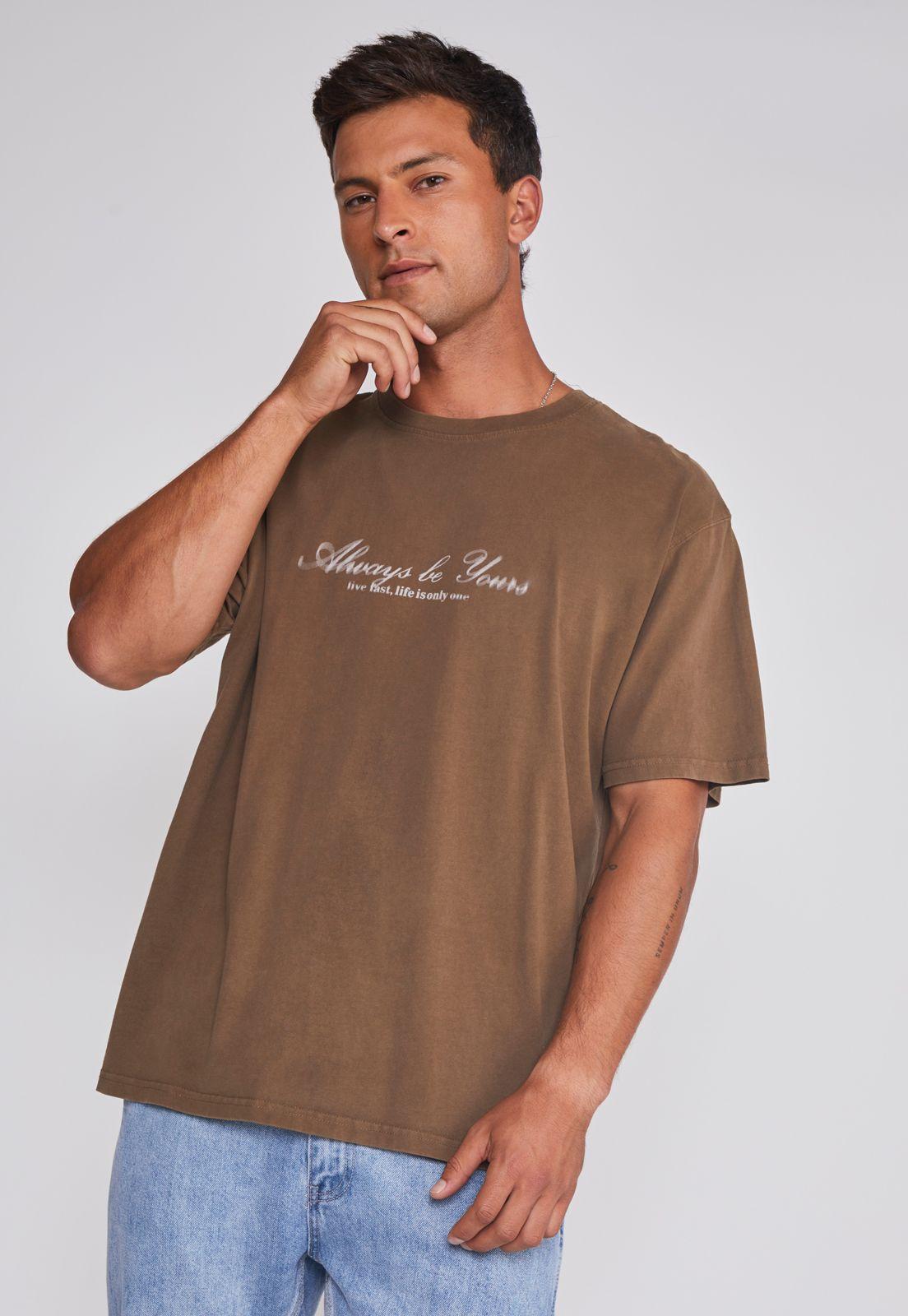 Polera Hombre Lavada Proceso Café Sioux-4