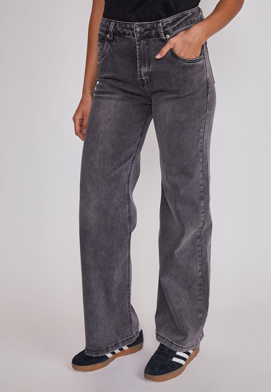 Jeans Mujer Wide Leg Tiro Alto Negro Sioux-0