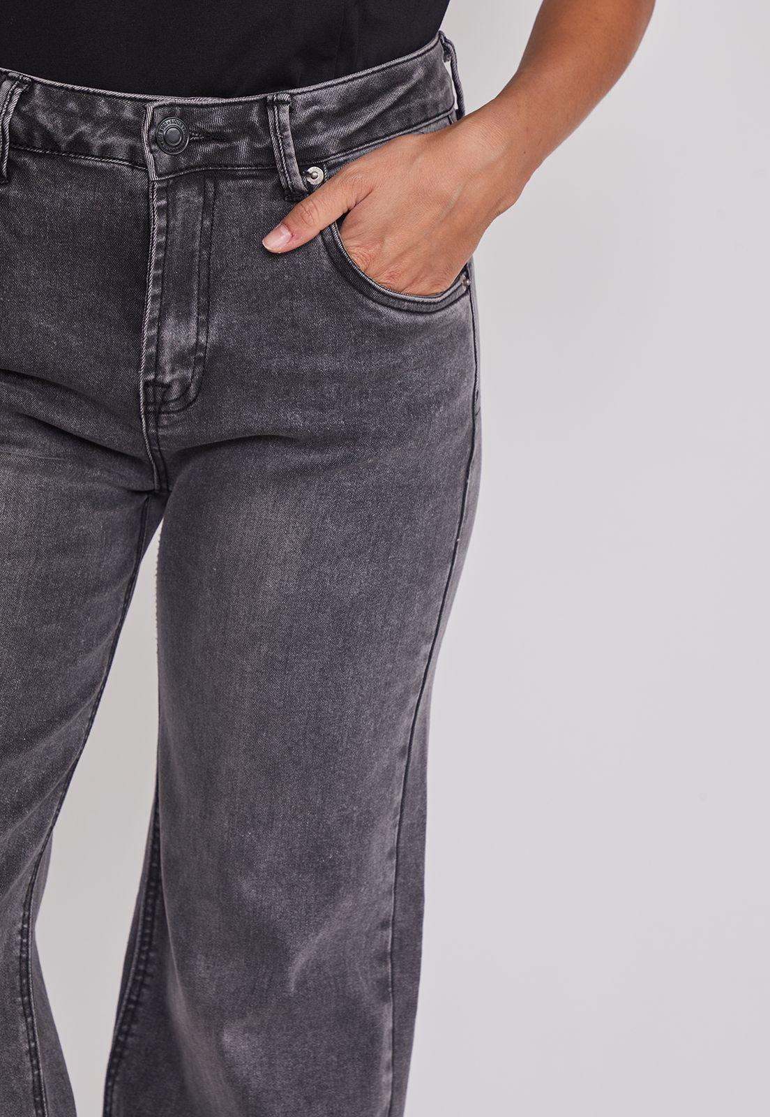 Jeans Mujer Wide Leg Tiro Alto Negro Sioux-3