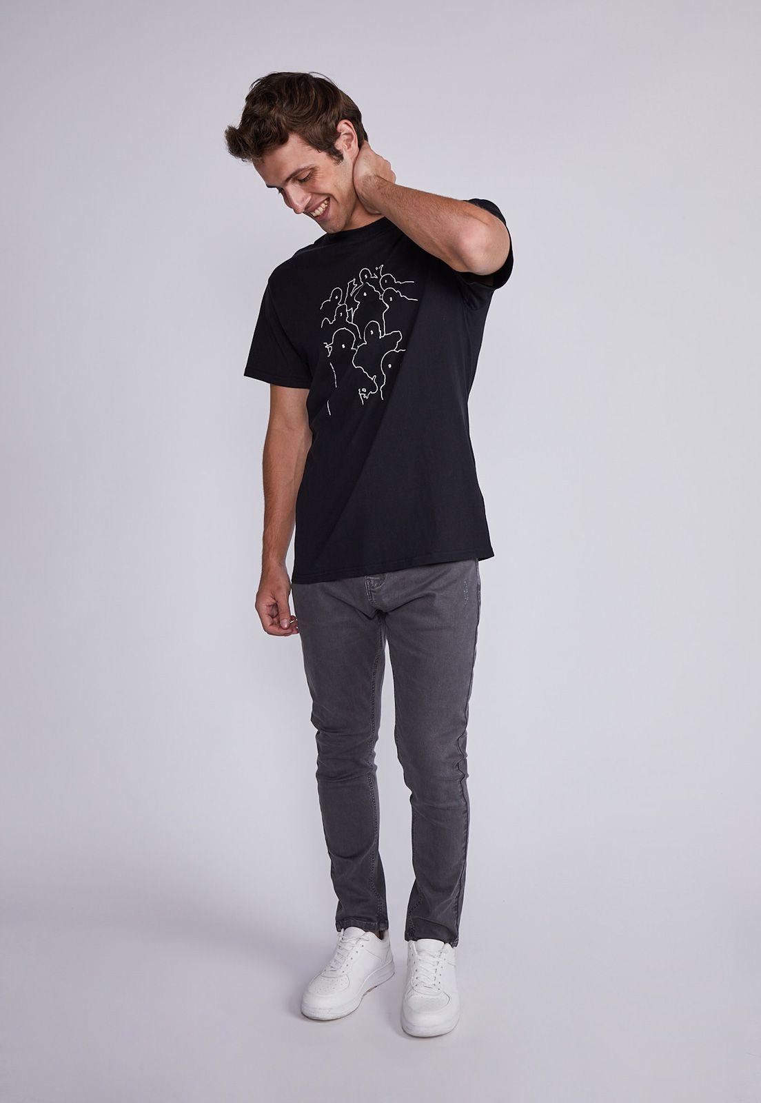 Polera Hombre Negro Siluetas Raperos Sioux-3