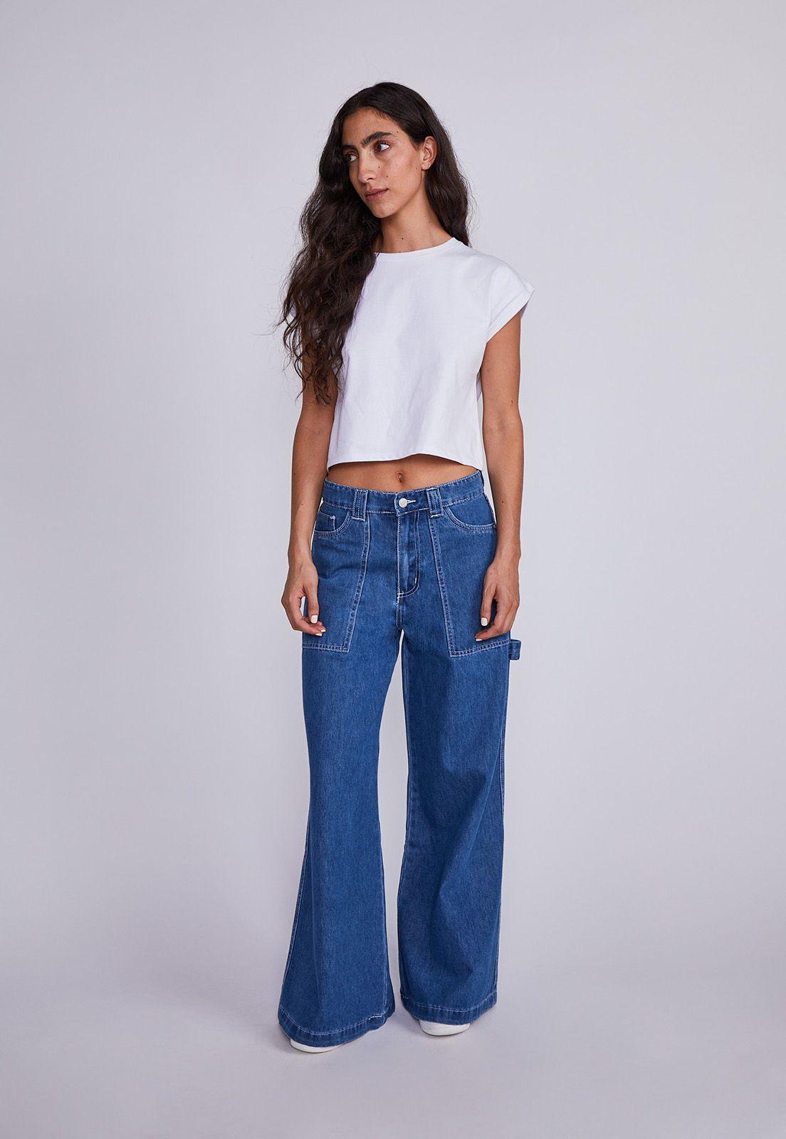 Jeans Mujer Azul Super Wide Leg Bolsillos Sioux-3