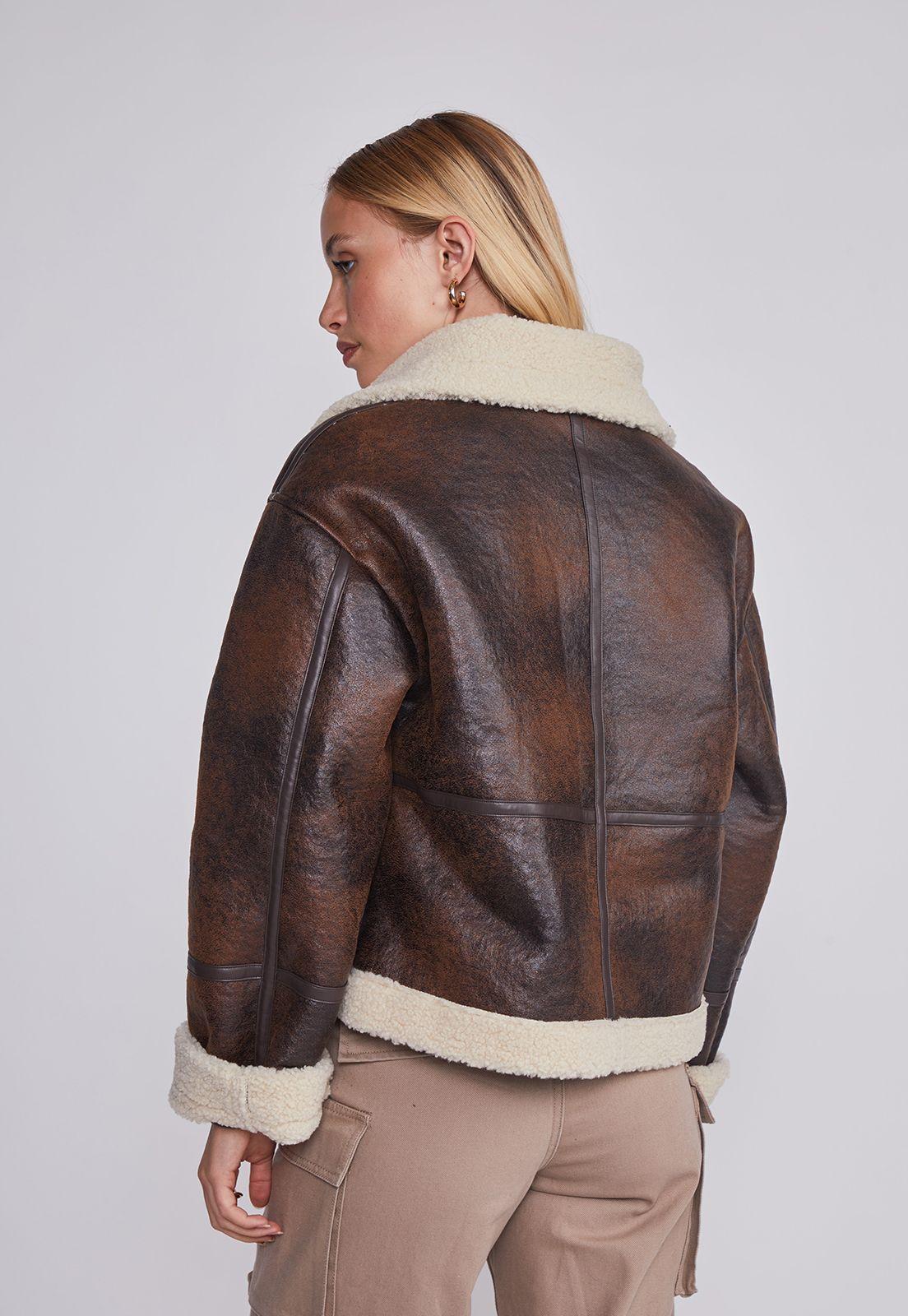 Chaqueta Mujer Aviadora Cafe Sioux-3
