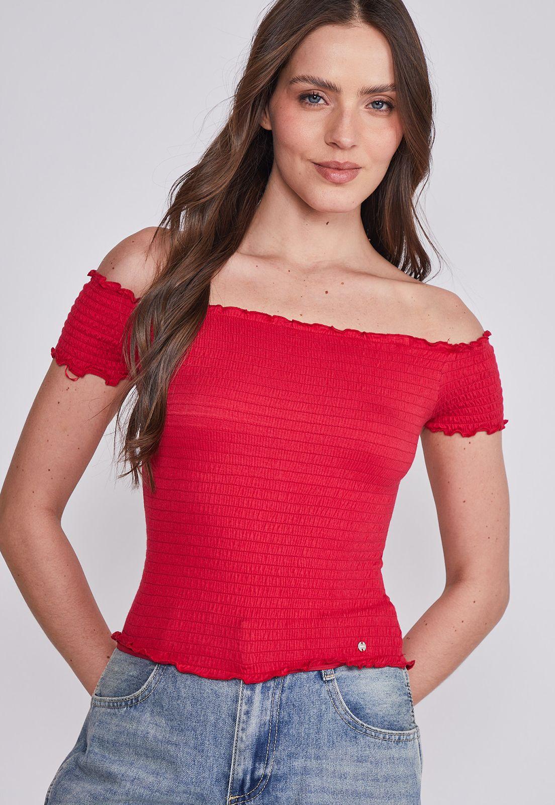 Polera Mujer Rojo Panal Sioux-2