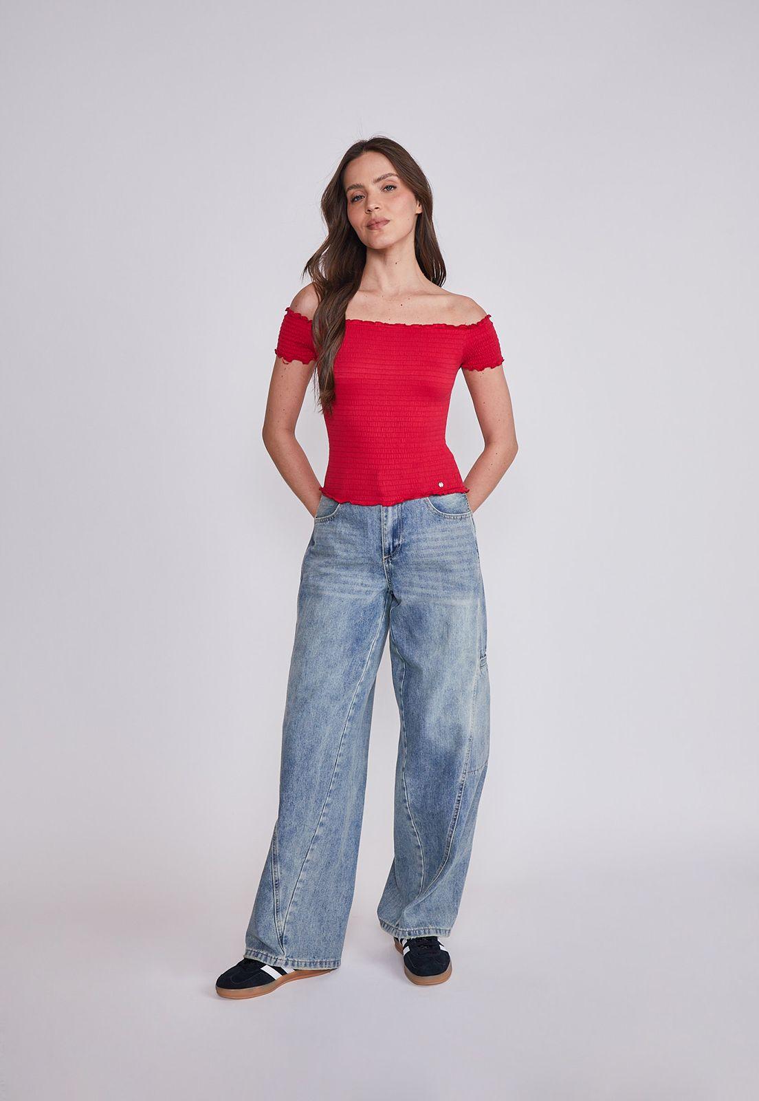 Polera Mujer Rojo Panal Sioux-4