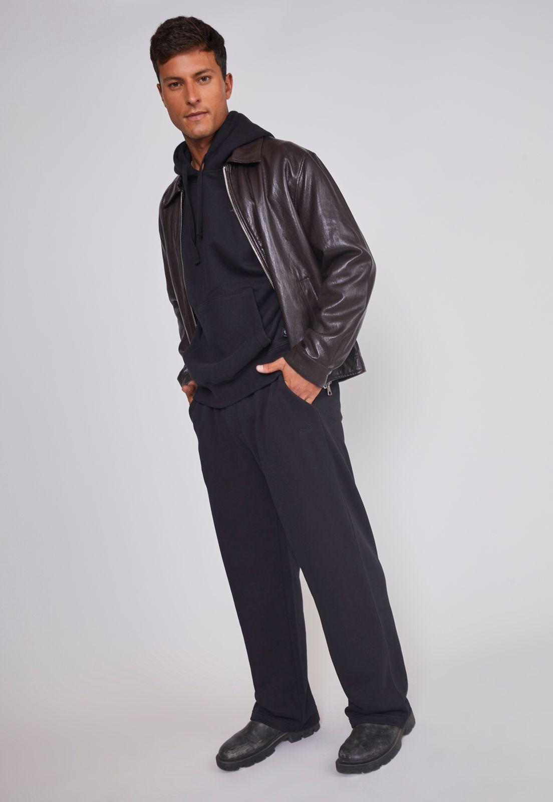 Pantalón Buzo Hombre Wide Leg Negro Sioux-4