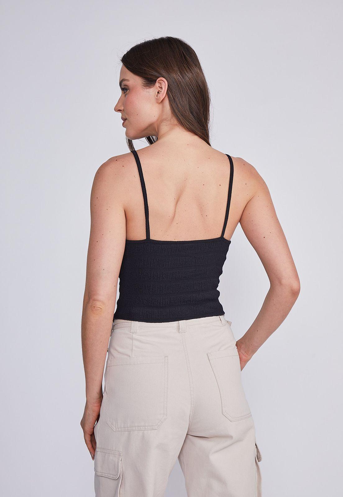 Peto Mujer Negro Mariposa Recogida Sioux-2