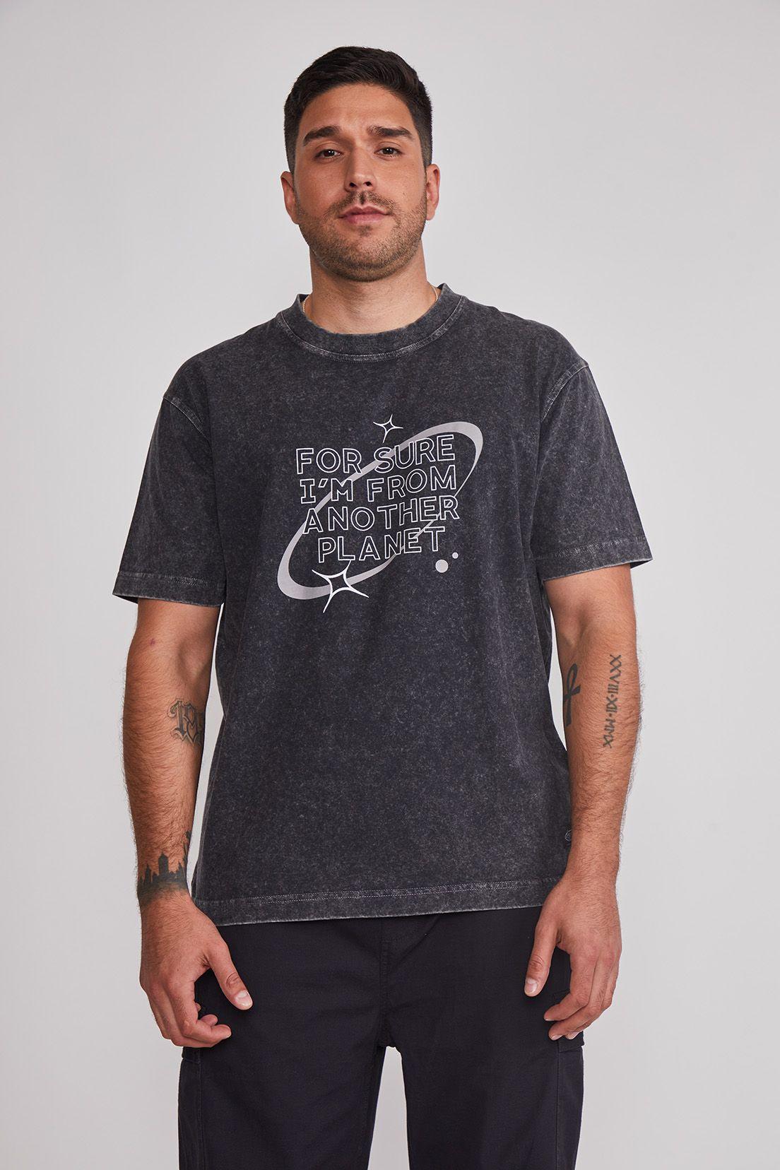 Polera Hombre Lavada Planet Gris Sioux-0