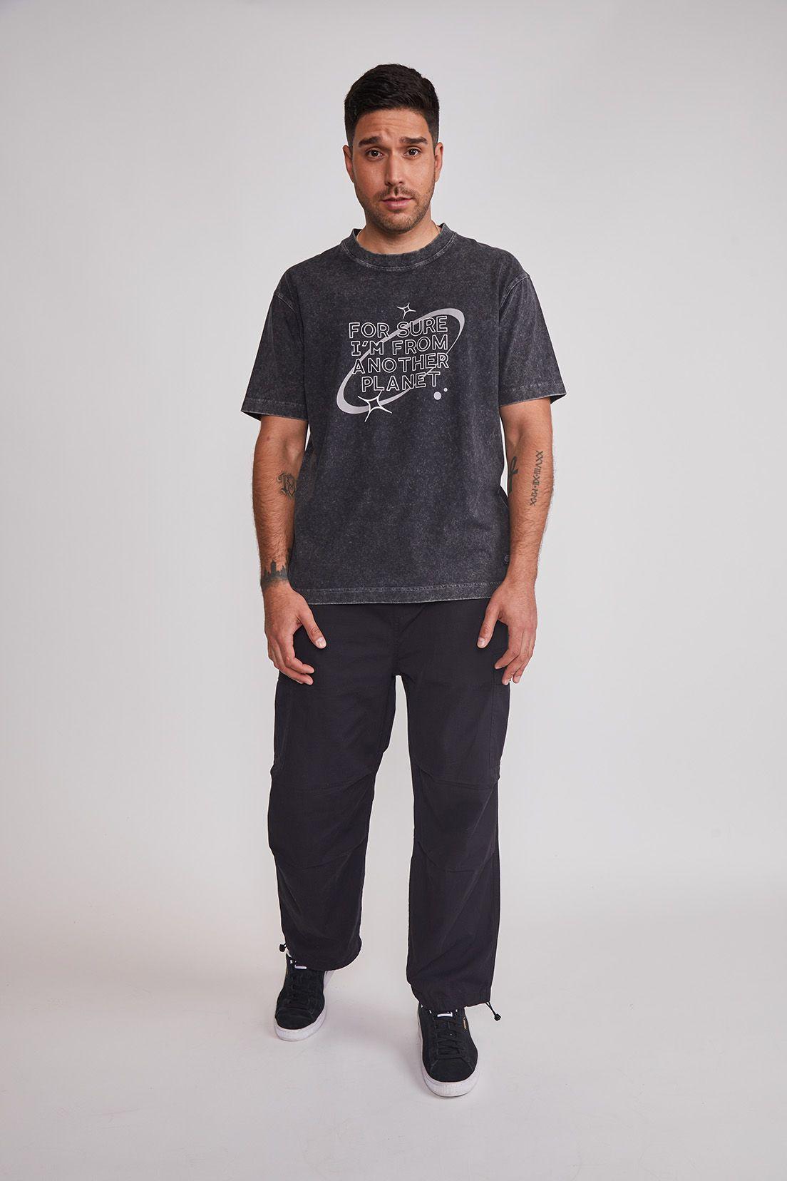 Polera Hombre Lavada Planet Gris Sioux-4