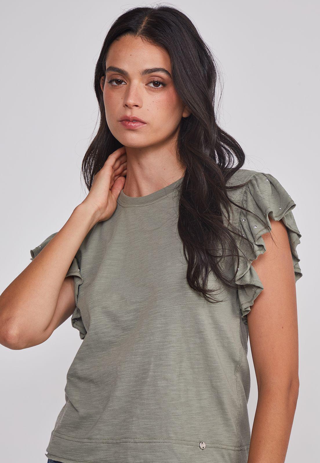 Polera Mujer Manga Brillos Verde Sioux-3