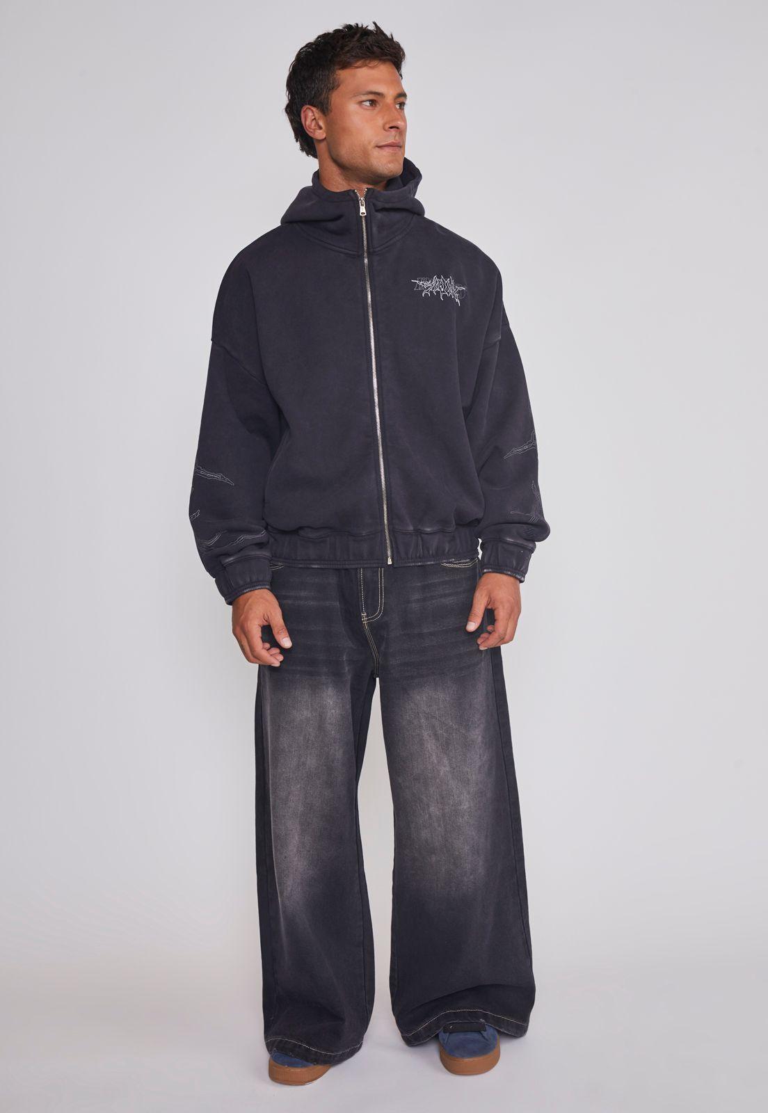 Polerón Hombre Moda Brazos Negro Sioux-2