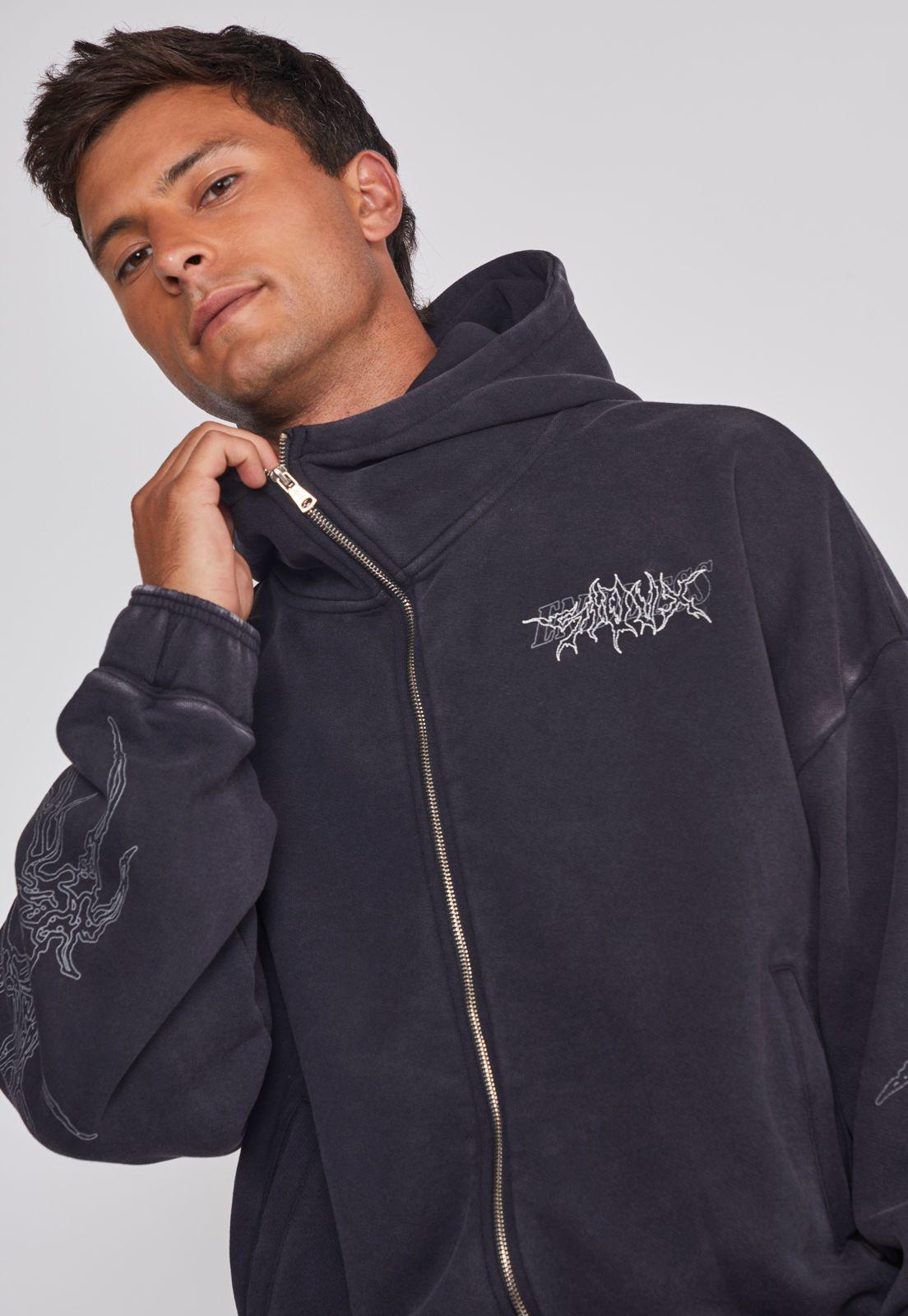 Polerón Hombre Moda Brazos Negro Sioux-3