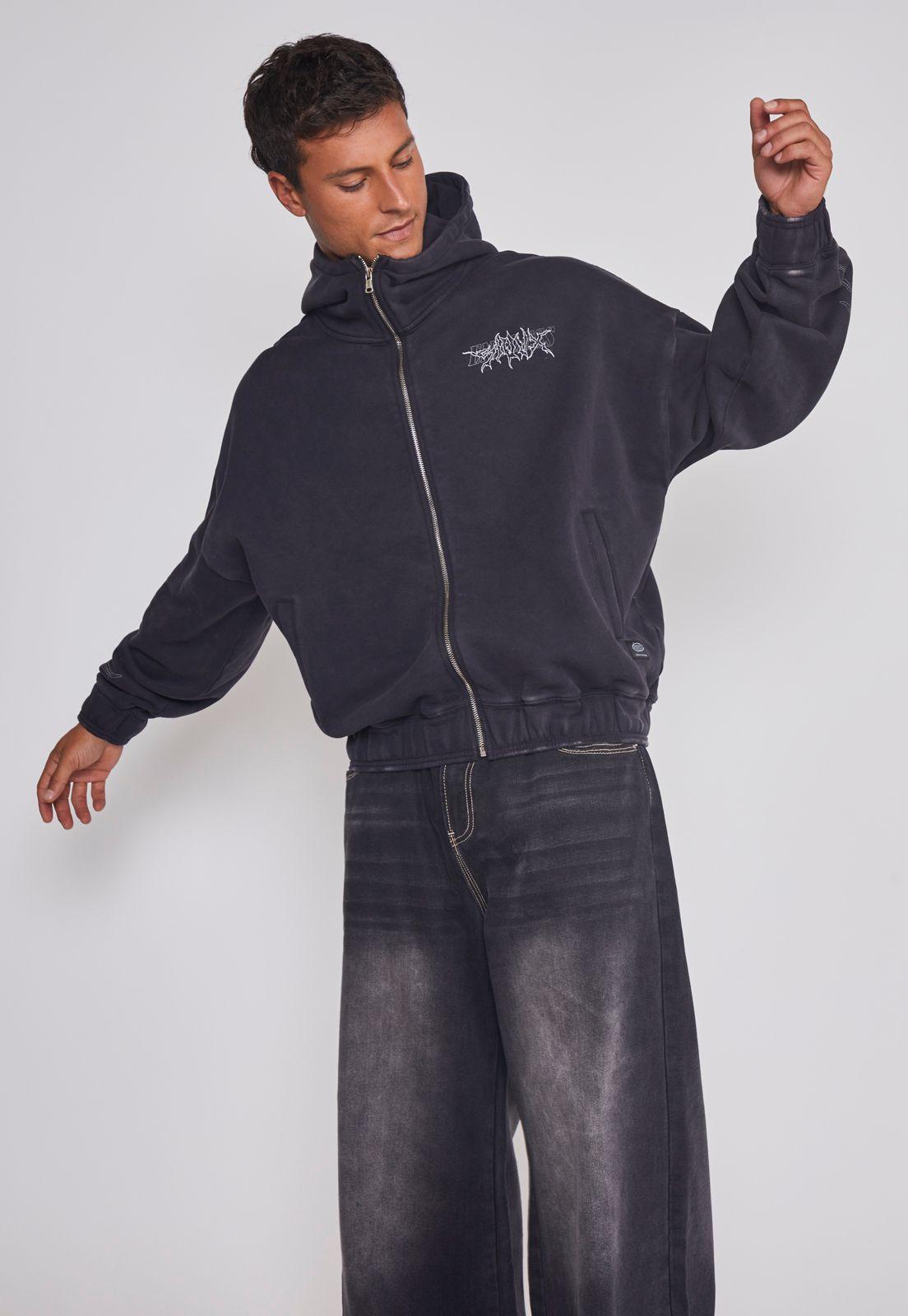 Polerón Hombre Moda Brazos Negro Sioux-4