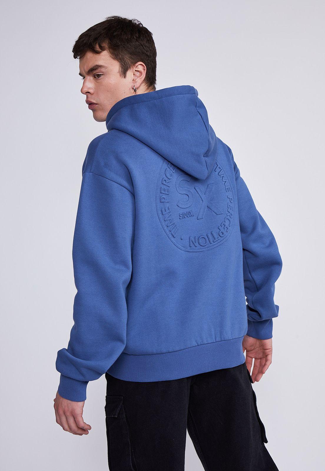 Polerón Hombre Azul Estampado 3D Sioux-0