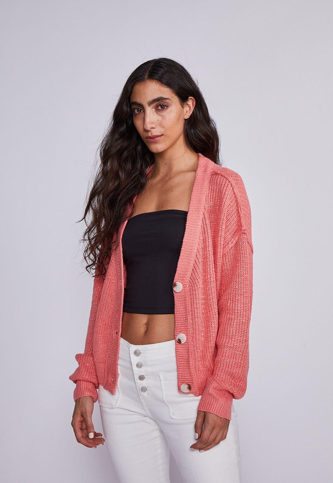 Chaleco Mujer Rosado Con Botones Sioux-0