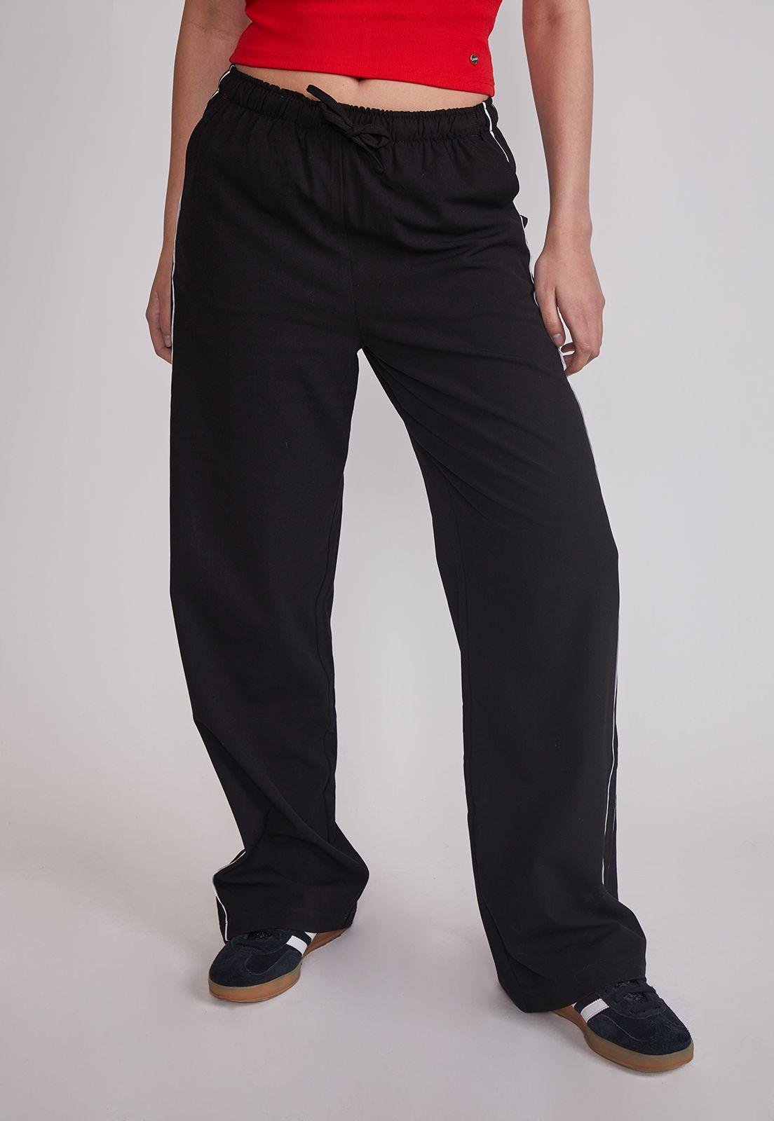 Pantalón Mujer Banda Lateral Negro Sioux-0