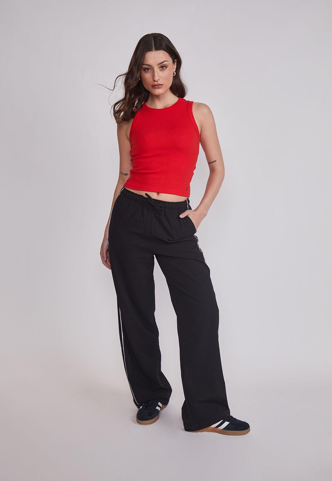 Pantalón Mujer Banda Lateral Negro Sioux-3