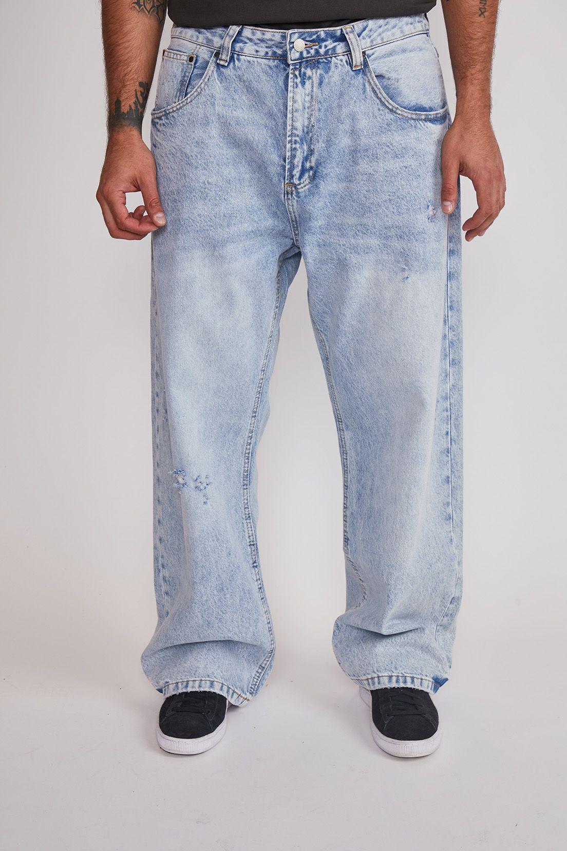 Jeans Hombre Baggy Gatos Celeste Sioux-3