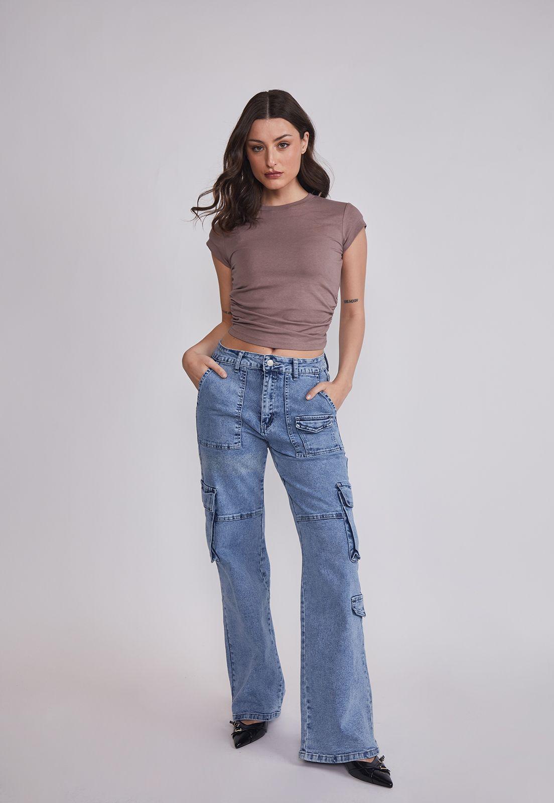 Polera Mujer Recogido Costados Café Sioux-4