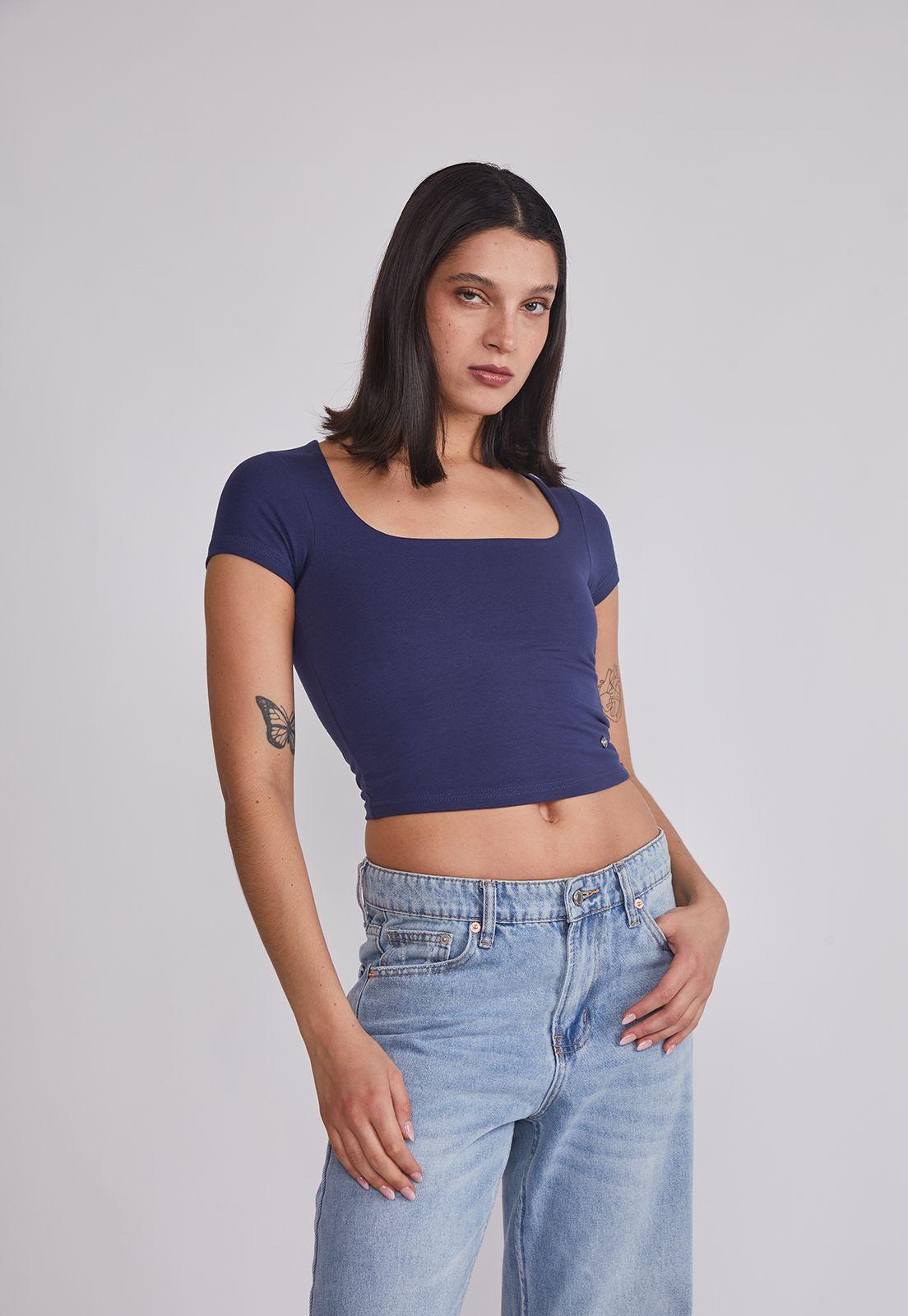 Polera Mujer Cuadrado Azul Sioux-0