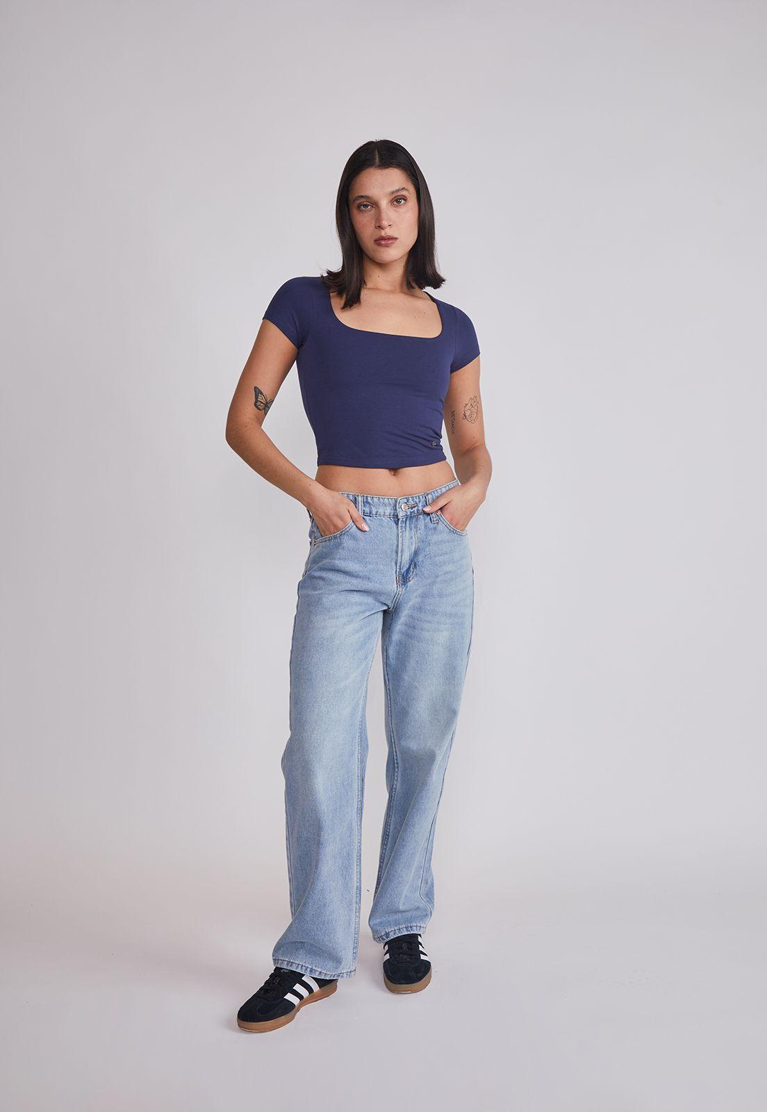 Polera Mujer Cuadrado Azul Sioux-4