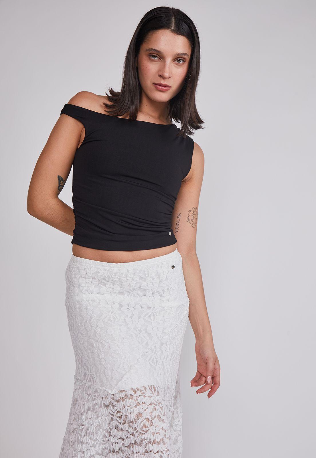 Falda Mujer Larga Encaje Blanco Sioux-2