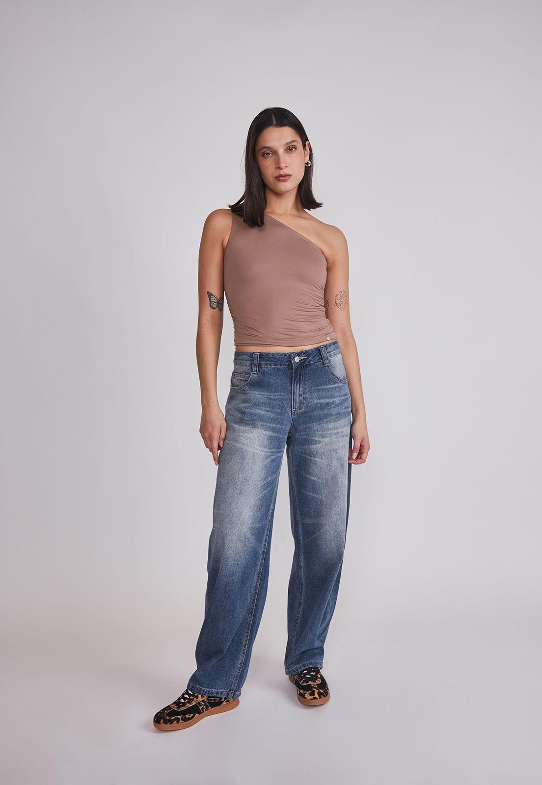 Peto Mujer Crop Un Hombro Café Sioux-4