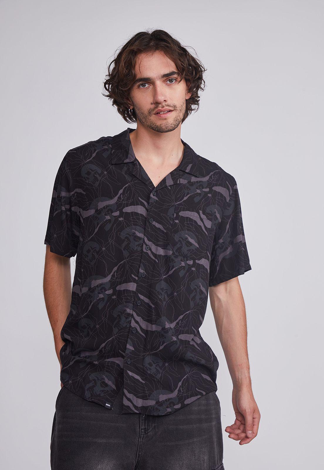 Camisa Hombre Negro Calavera Sioux-0