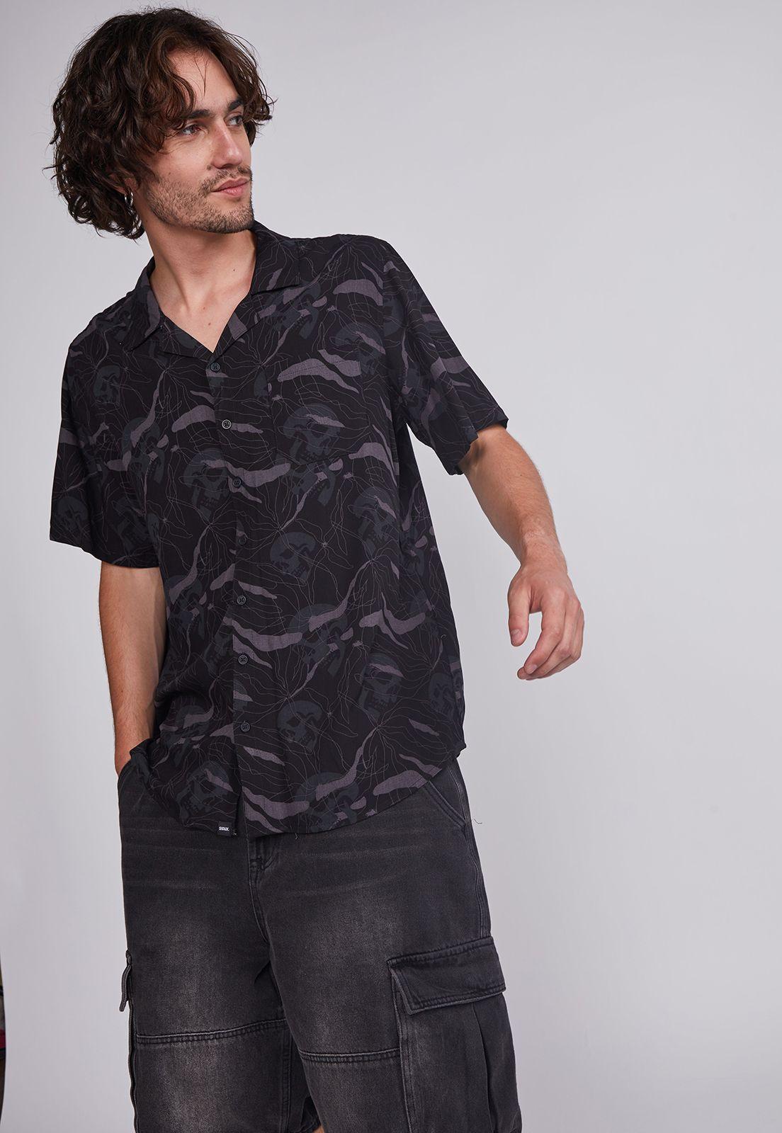 Camisa Hombre Negro Calavera Sioux-1