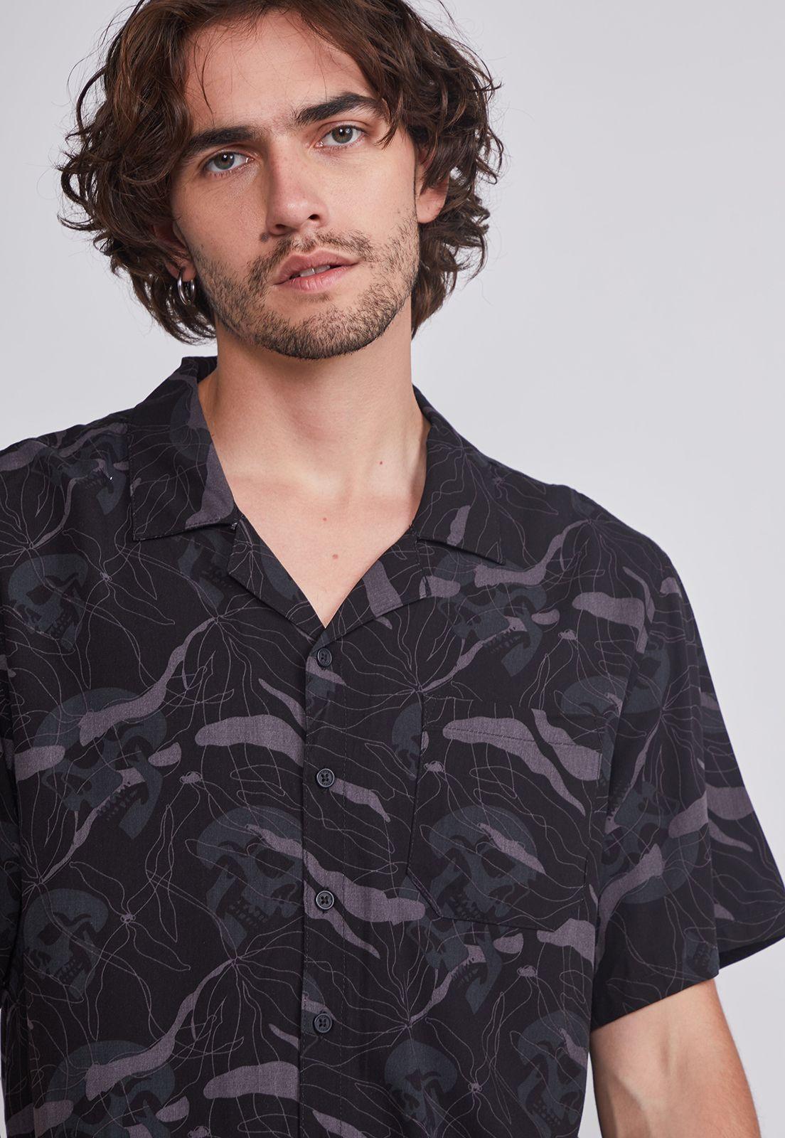 Camisa Hombre Negro Calavera Sioux-2