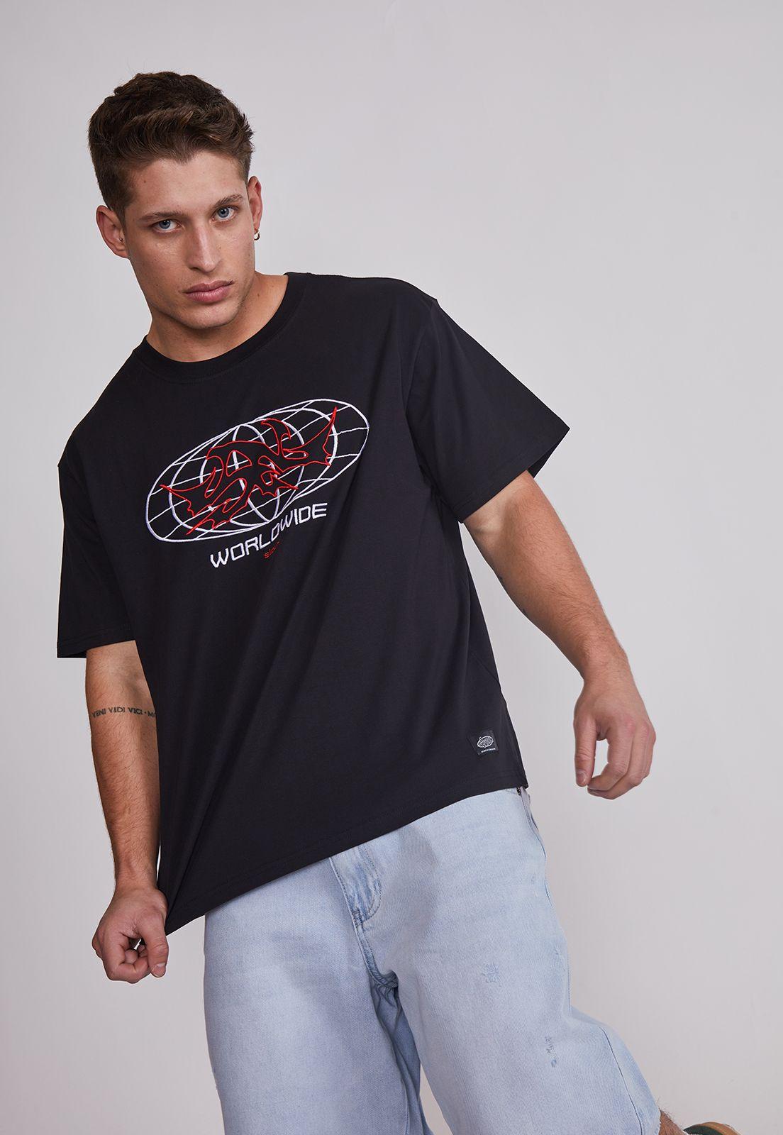 Polera Hombre Bordado Oversize Negro Sioux-1