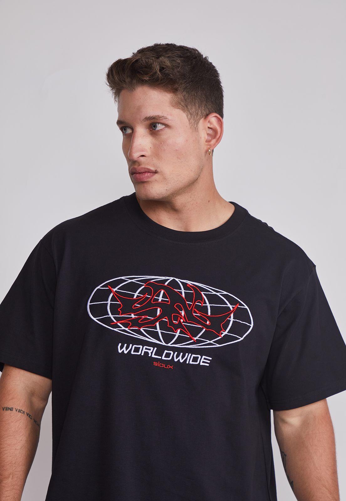 Polera Hombre Bordado Oversize Negro Sioux-2