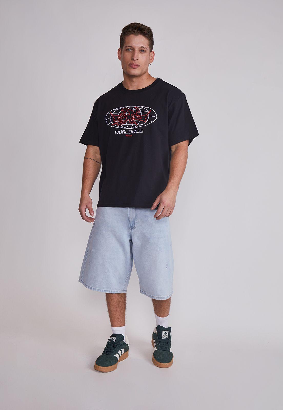 Polera Hombre Bordado Oversize Negro Sioux-4