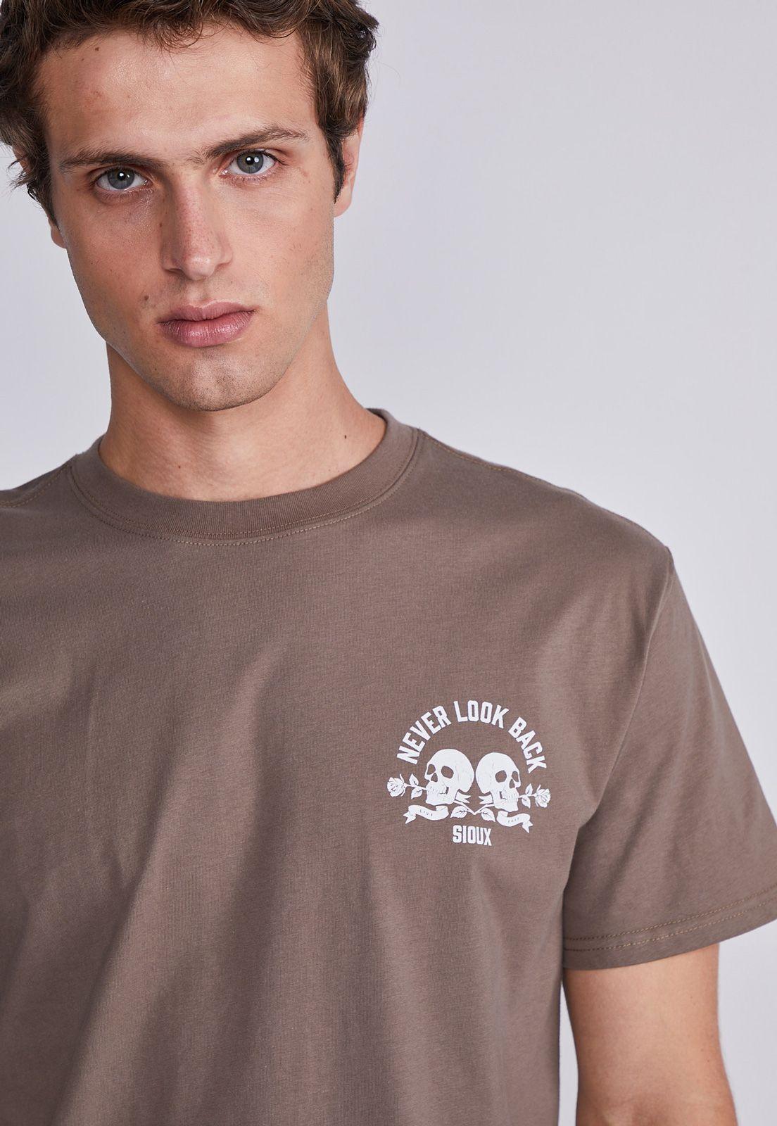 Polera Hombre Café Calavera Never Look Back Sioux-1