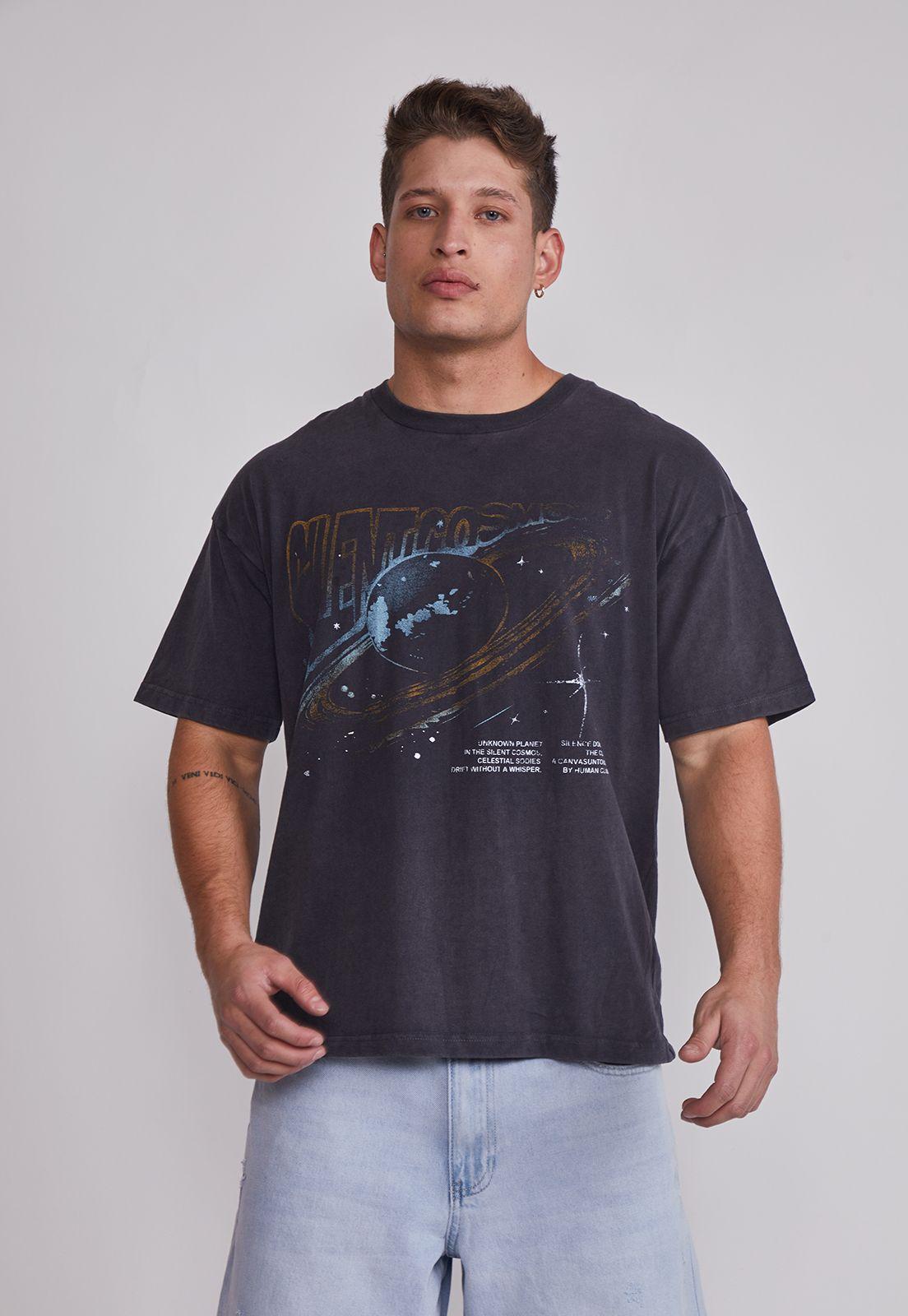 Polera Hombre Lavada Relaxed Negro Sioux-0