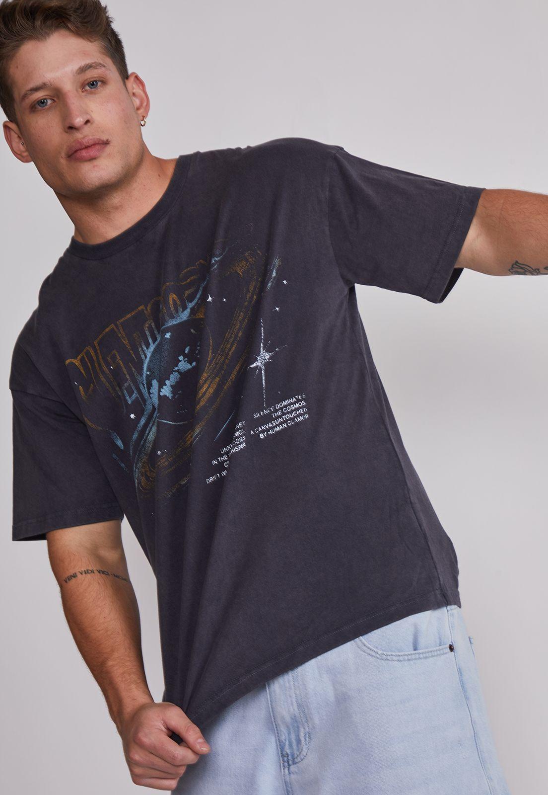 Polera Hombre Lavada Relaxed Negro Sioux-1