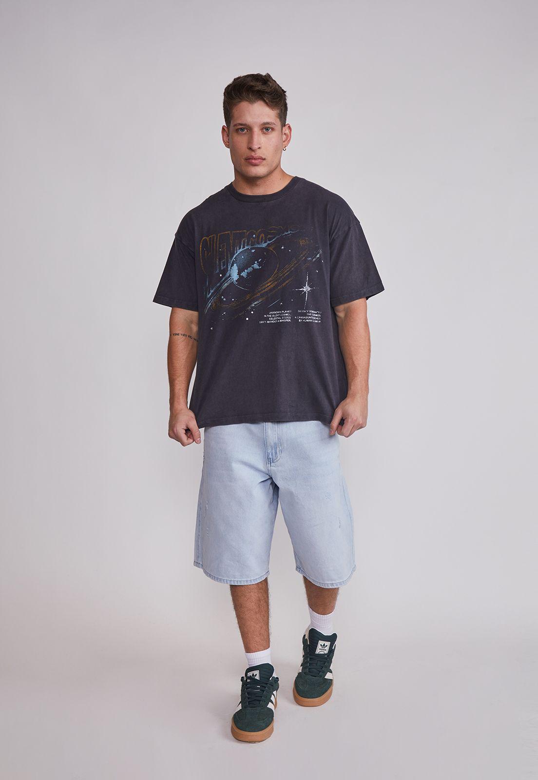 Polera Hombre Lavada Relaxed Negro Sioux-4