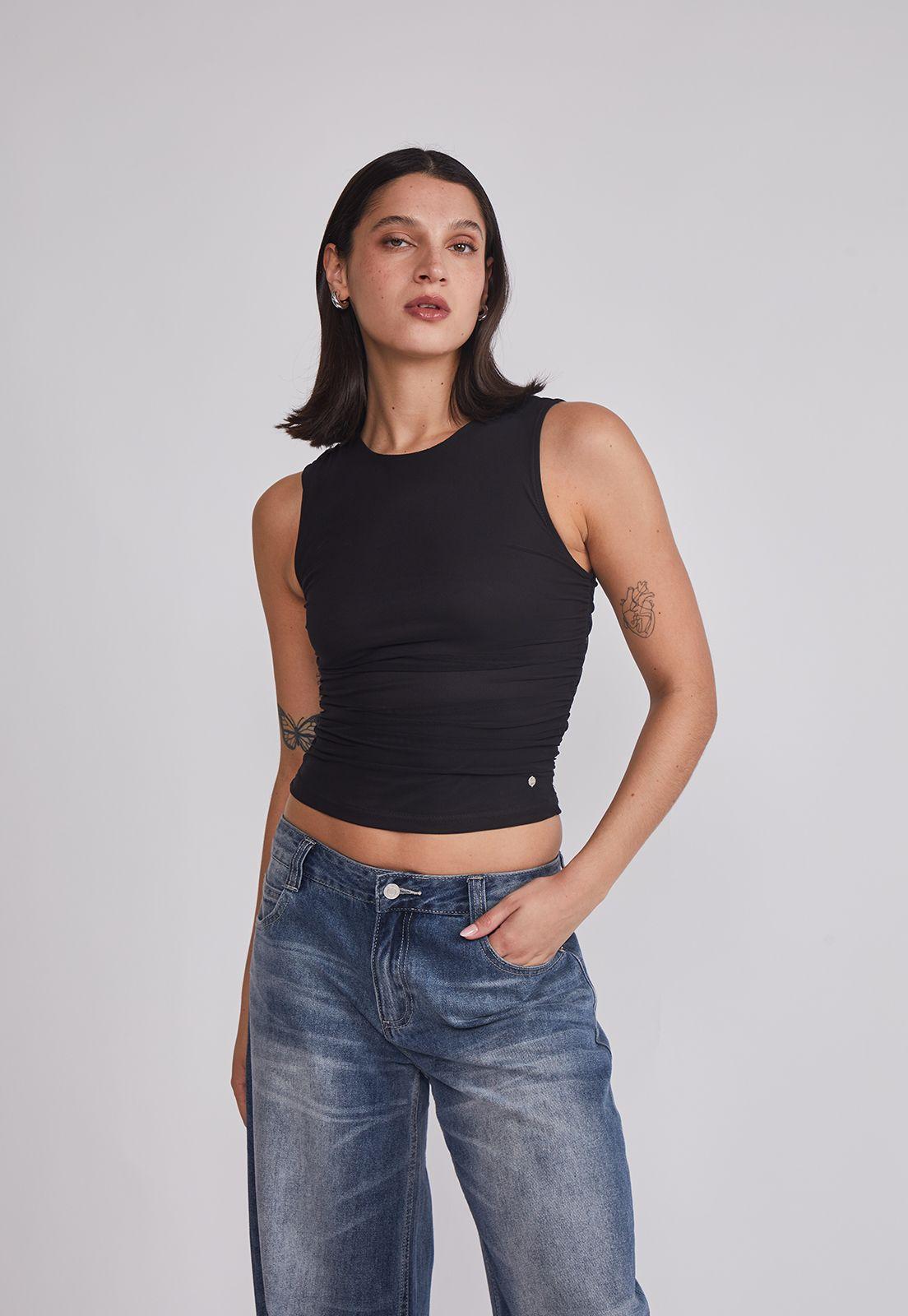 Peto Mujer Recogido Lateral Negro Sioux-0