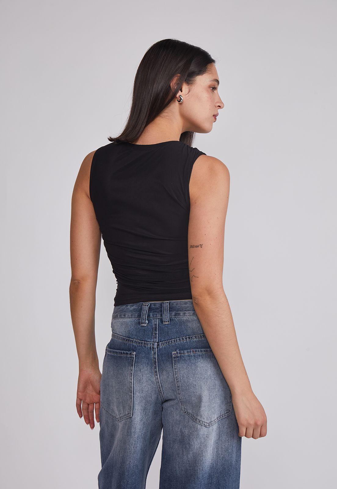 Peto Mujer Recogido Lateral Negro Sioux-3
