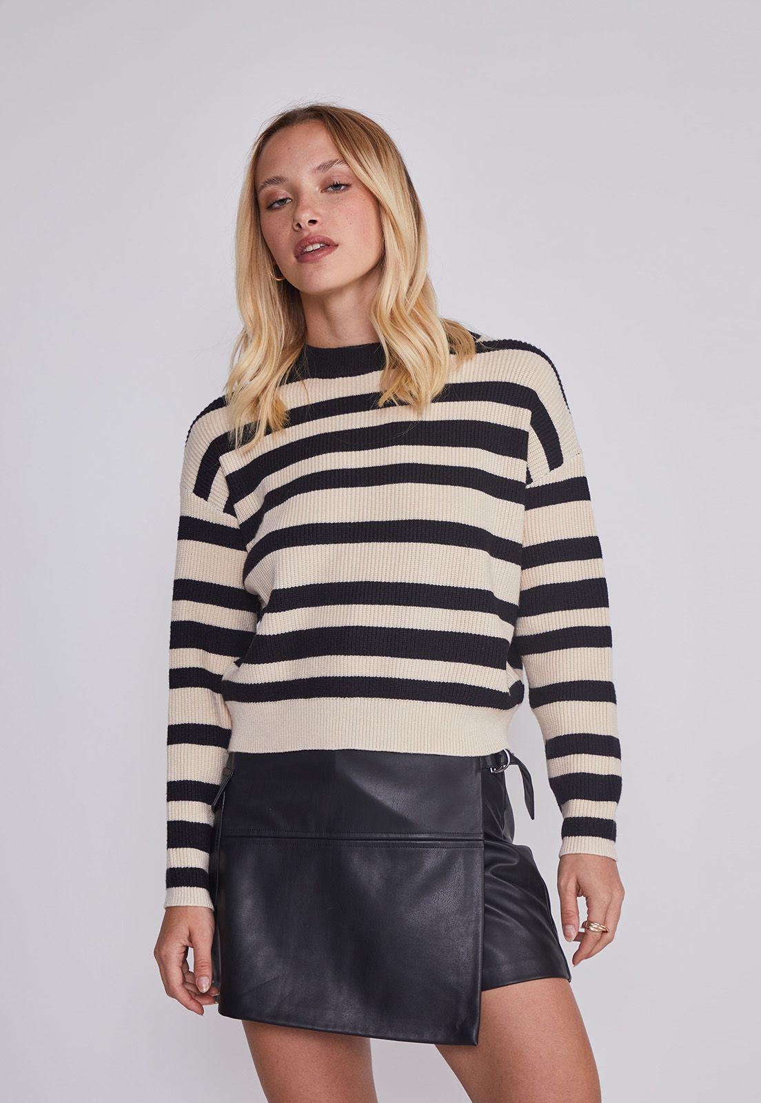 Sweater Mujer Listado Negro Sioux-0